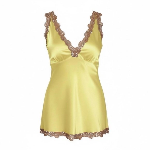Gold Hawk Other - Gold Hawk Silk Lace Trim Cami Sunshine Yellow Tunic Length Small NWT $145